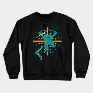 Cat Lightning Retro Gaming Teal Furr Crewneck Sweatshirt